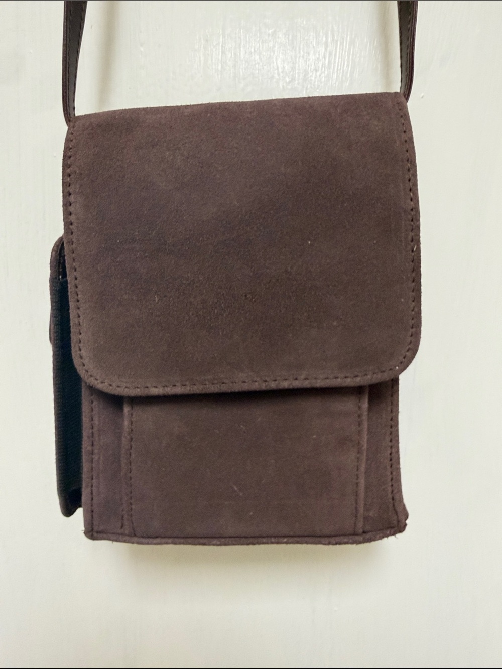 Suede Crossbody Bag in Dark Brown